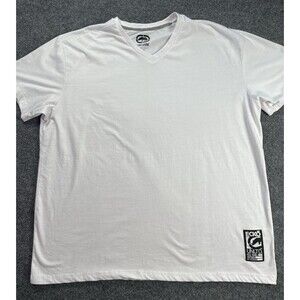 Ecko T-Shirt Mens 2XL White V-Neck Short Sleeve Pullover XXL